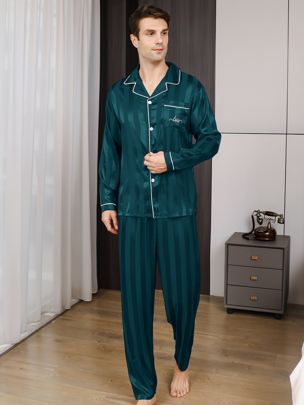 Men's Pajamas Ice Silky Fabric