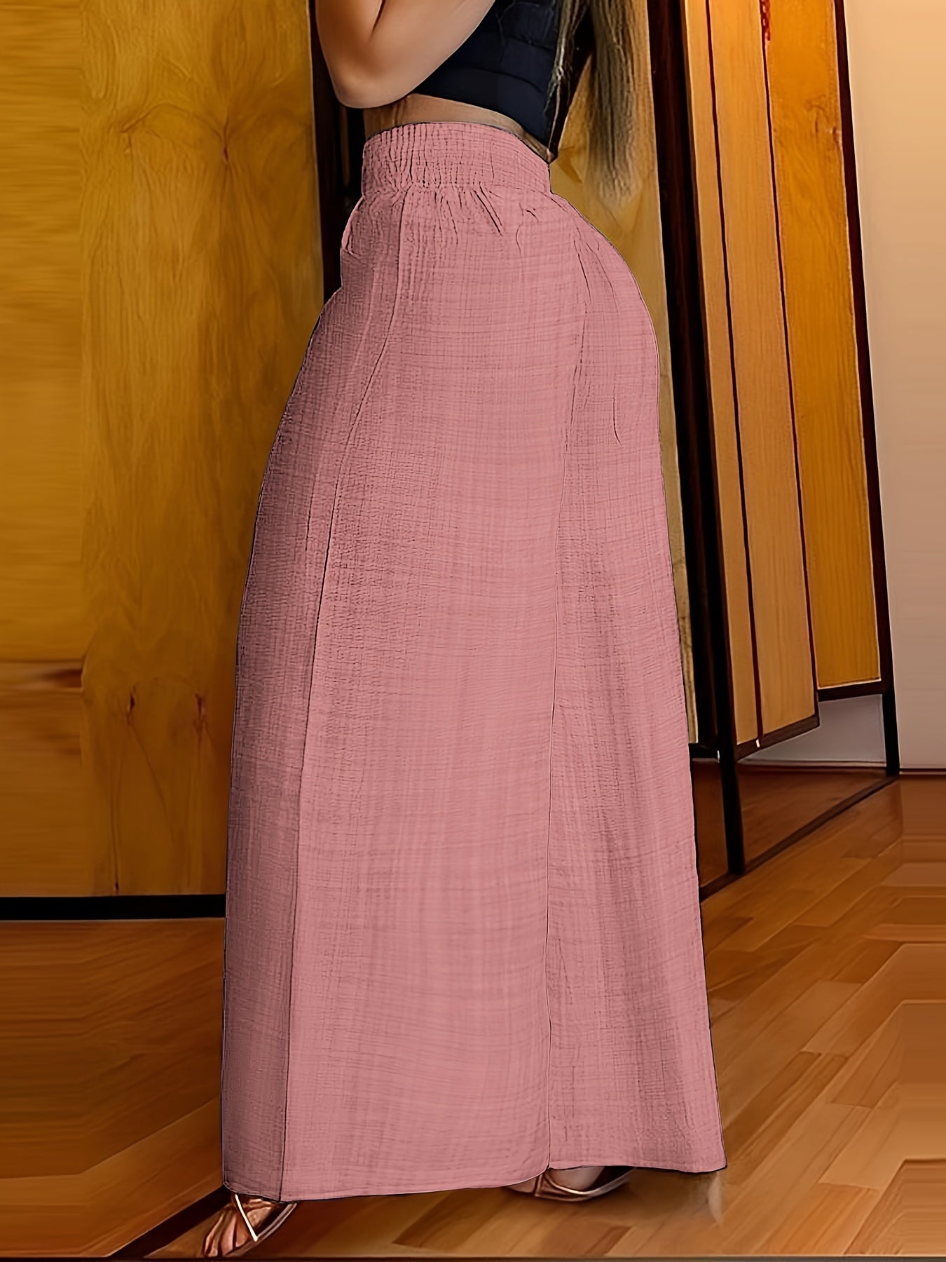 Elegant Solid Color Wide Leg Palazzo Pants