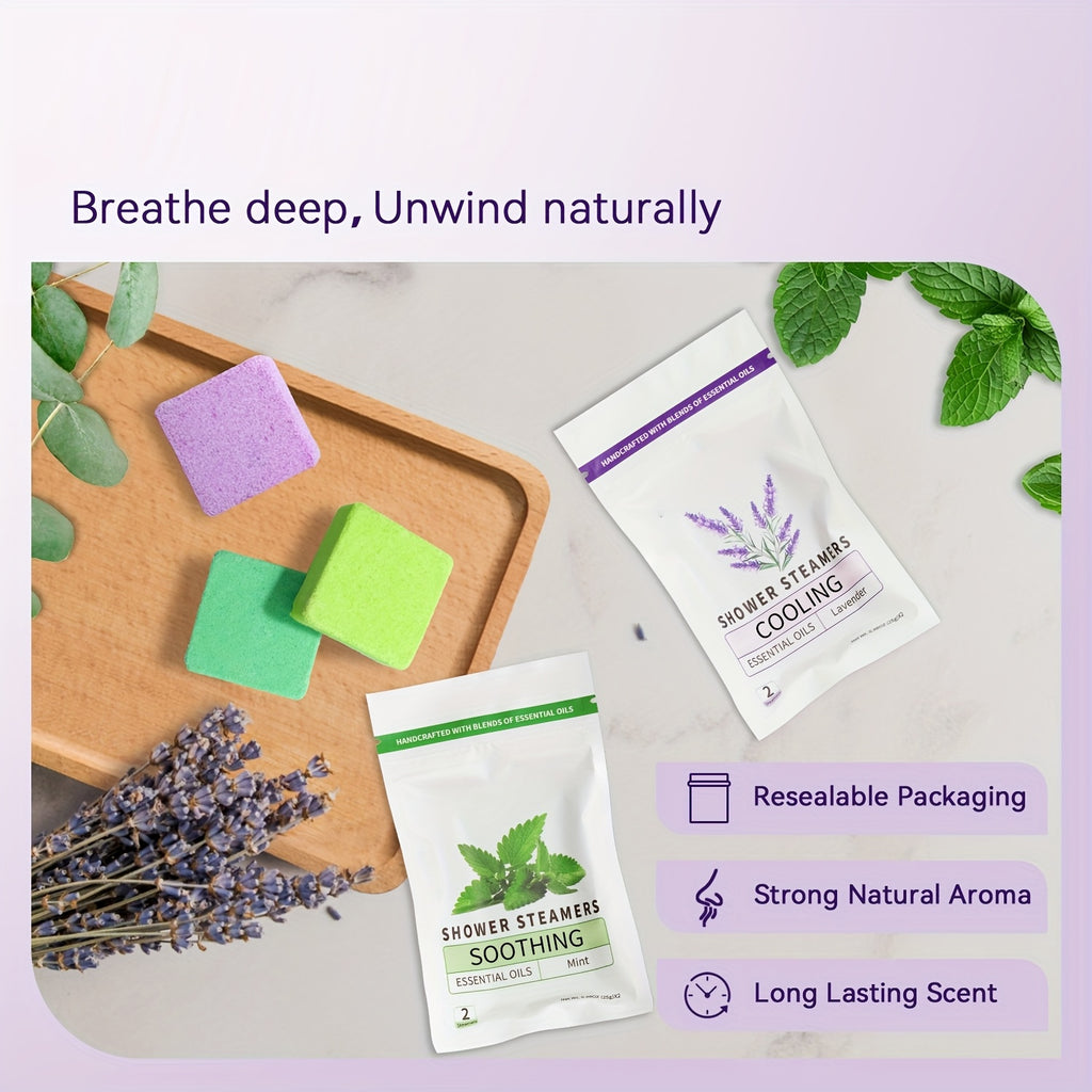 6/8pcs Of Essential Oil Shower Steamers, Eucalyptus, Lavender, Jasmine, Camellia, Mint, Citrus, Grapefruit