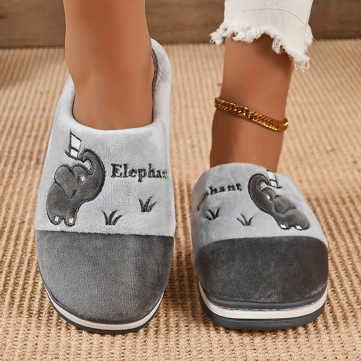 Cozy Kawaii Elephant Plush Slippers
