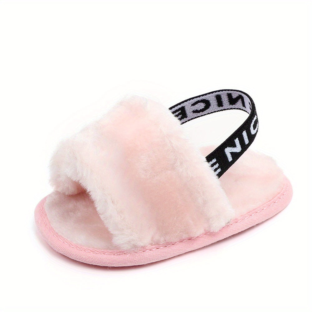 Elegant Plush Children's Slippers for 0-1 Year Olds