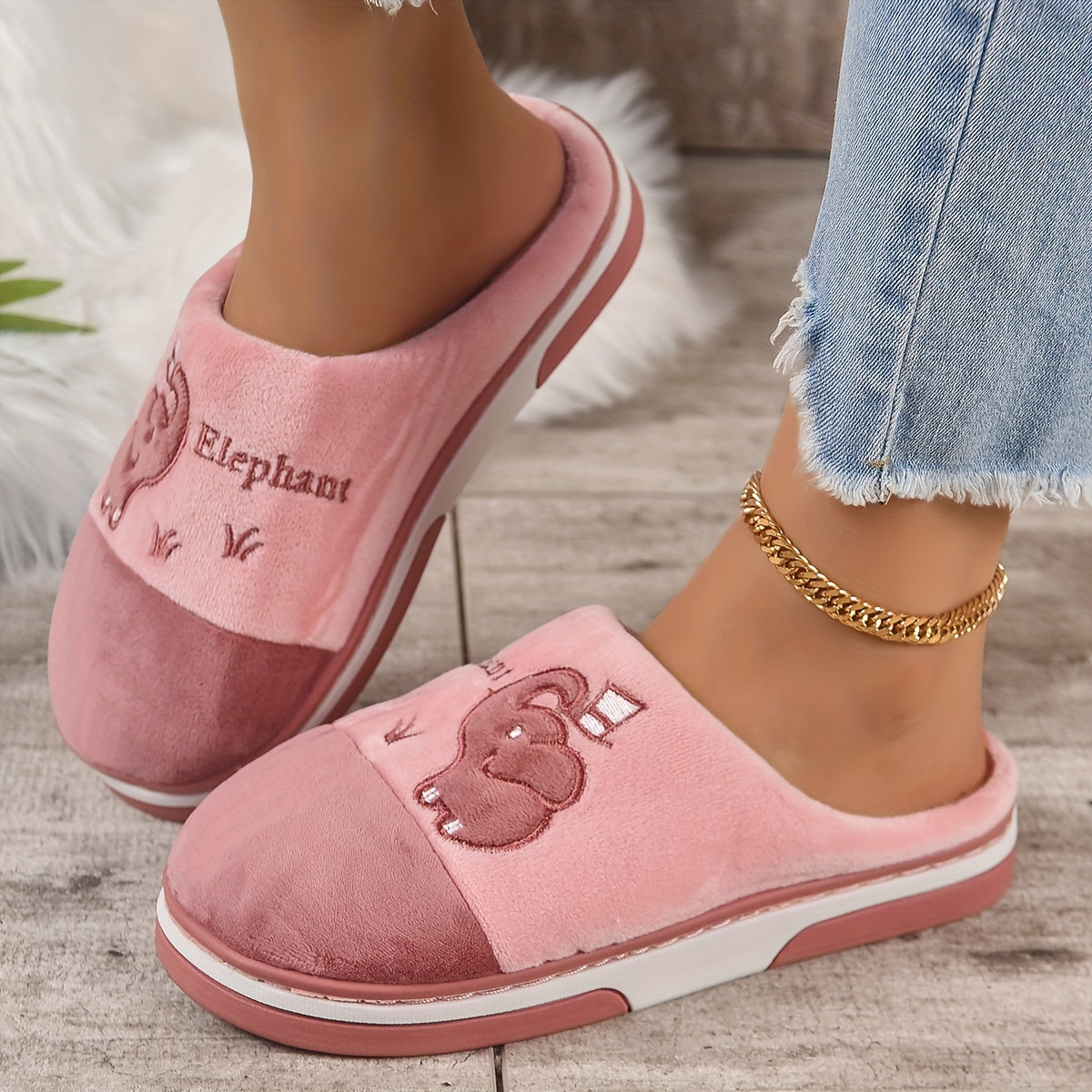 Cozy Kawaii Elephant Plush Slippers