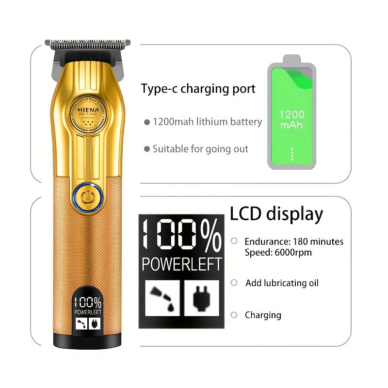 3pcs Men's Professional Hairdresser - T-Shaped Blade Trimmer With USB Charging