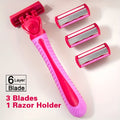 6-layer Manual Body Hair Razor Women Safety Razor Shaver Bikini Trimmer