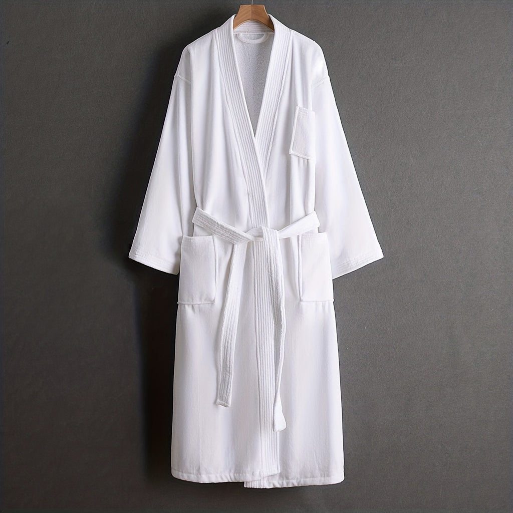 1pc Soft Cotton Bathrobe, Absorbent Long Sleeve