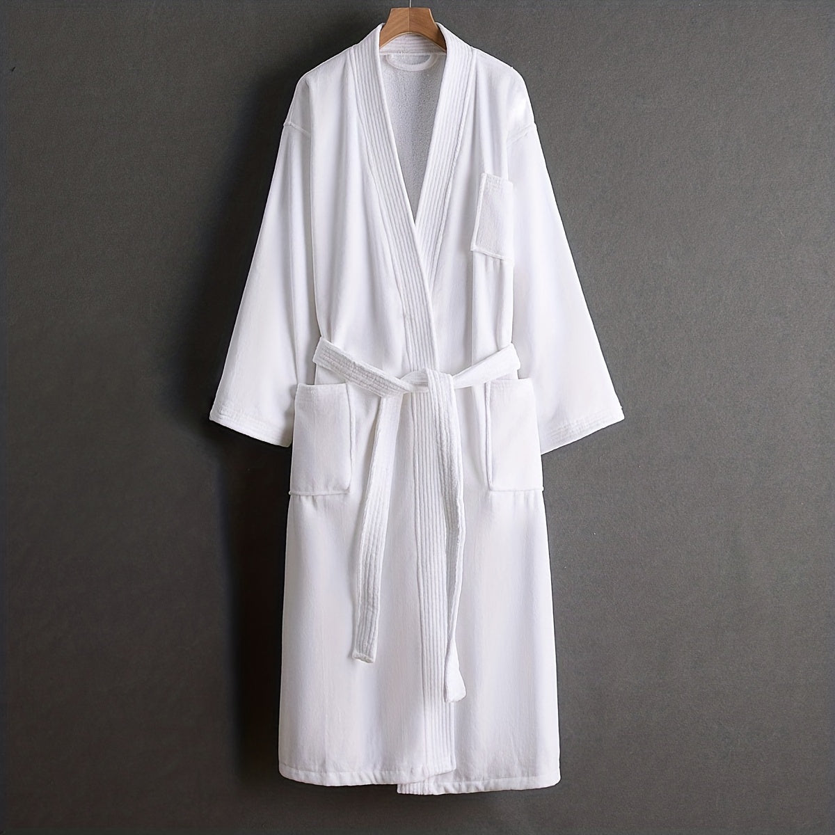 1pc Soft Cotton Bathrobe, Absorbent Long Sleeve