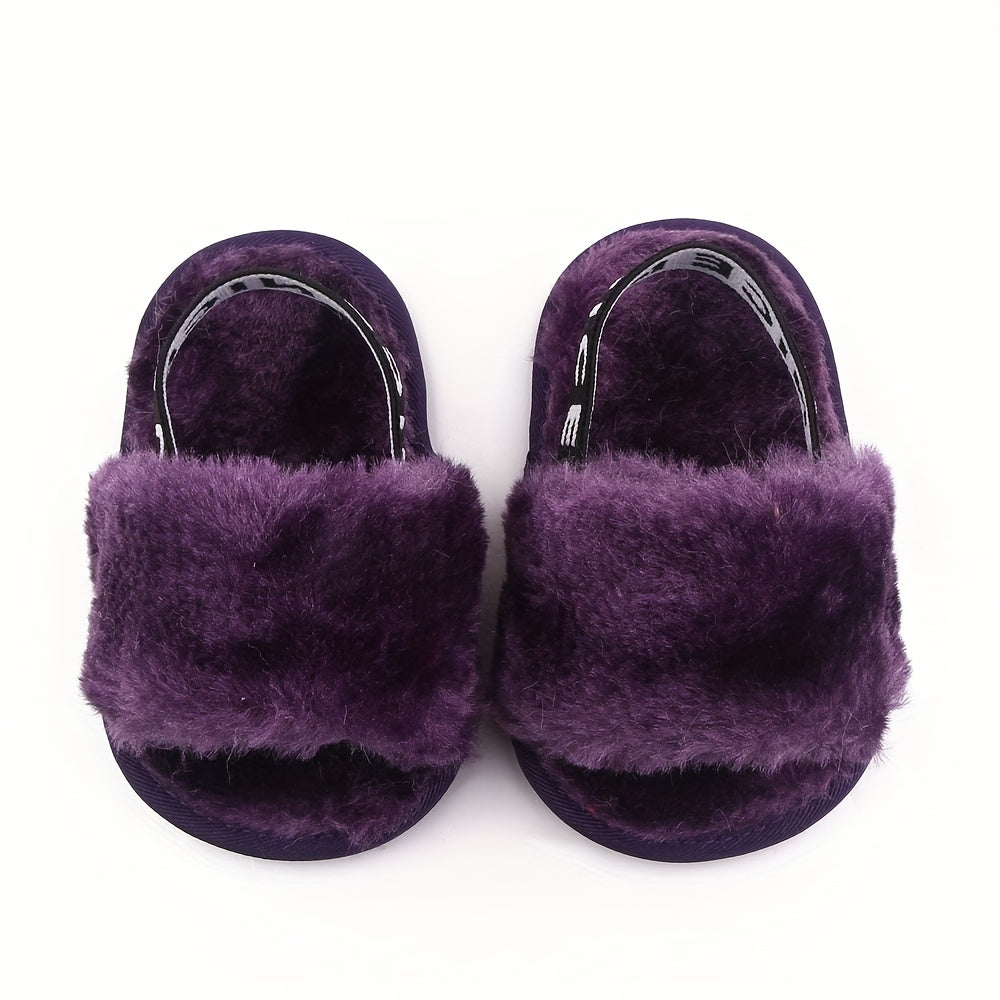 Elegant Plush Children's Slippers for 0-1 Year Olds