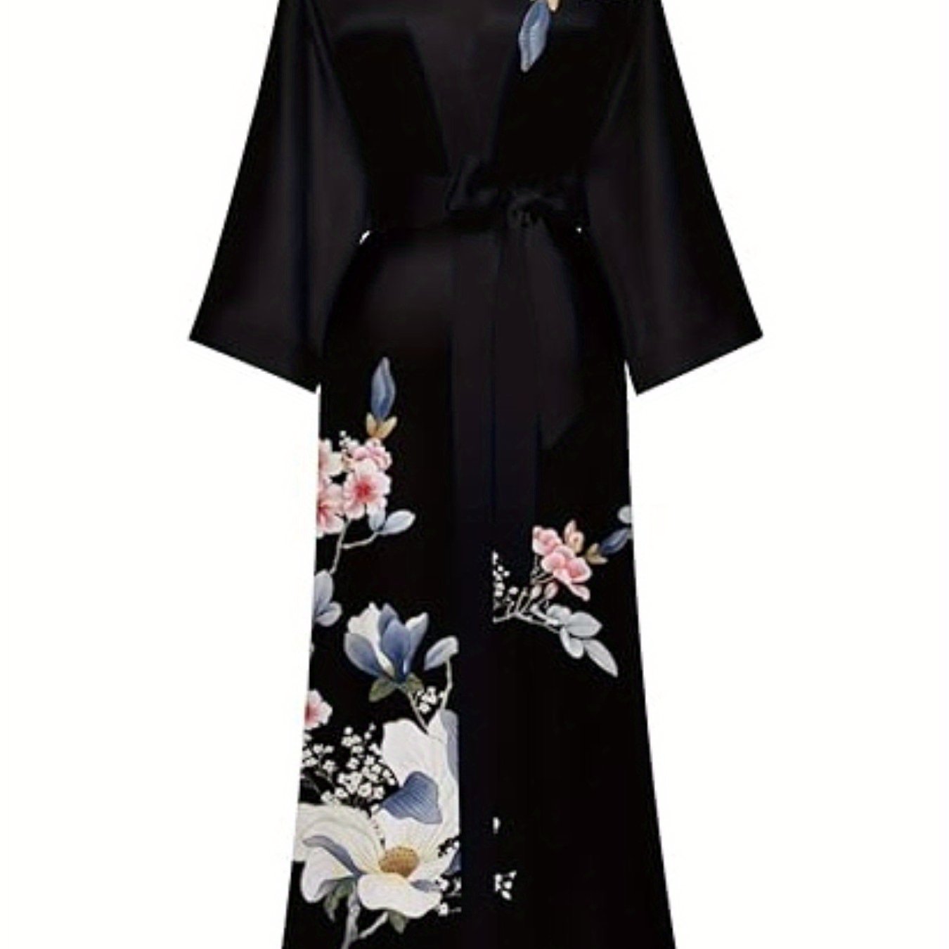 [Satin Kimono Robes] Floral Print Satin Women's wear