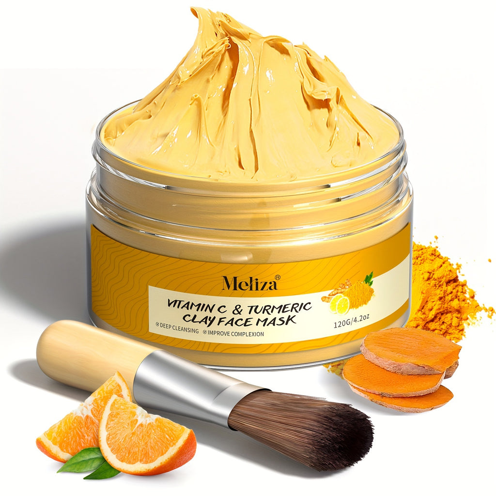 120g/4.2oz Vitamin C & Turmeric Clay Face Mask, Brightening Exfoliating Scrub