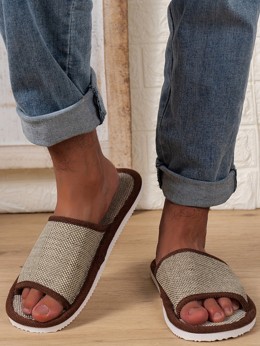 Mens Open Toe Slippers