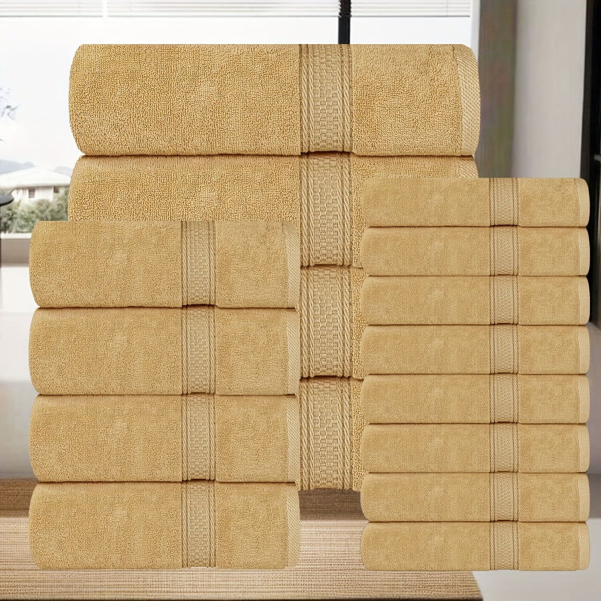 16pcs/8pcs Luxurious Soft Towel Set | 4 Bath Towels, 4 Hand Towels, 8 Washcloths