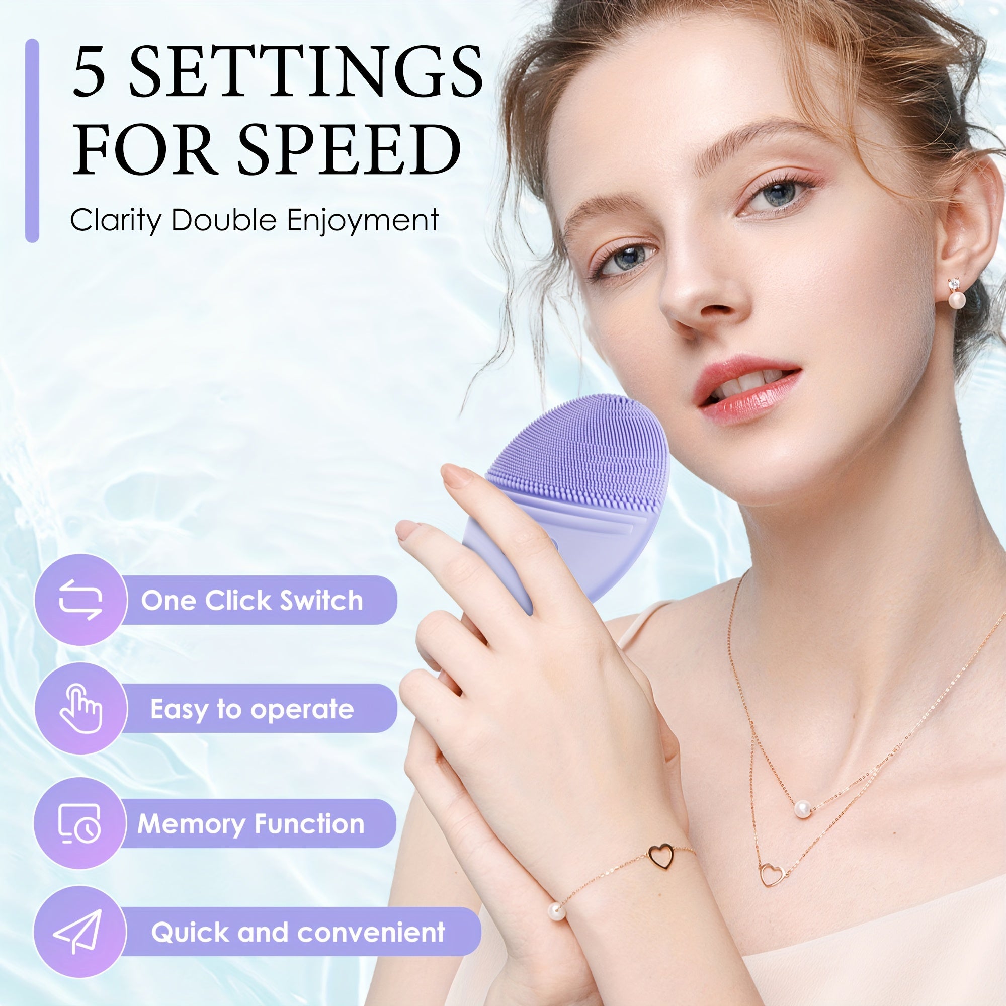Facial Cleansing Brush, Skin care, Waterproof Face Brush for Deep Cleansing Violet