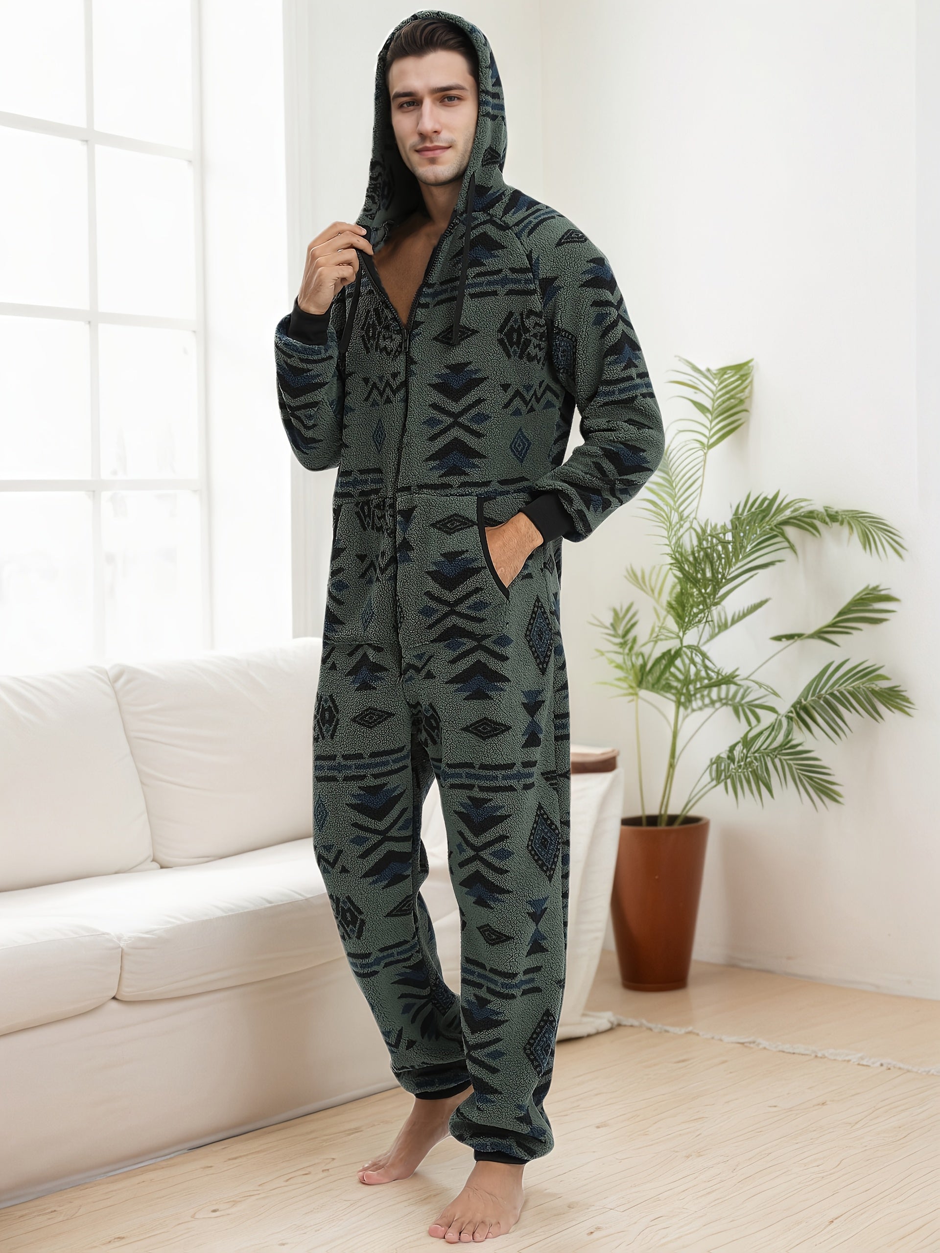 Men's Heavy-Duty Full-Zip Hooded Onesie