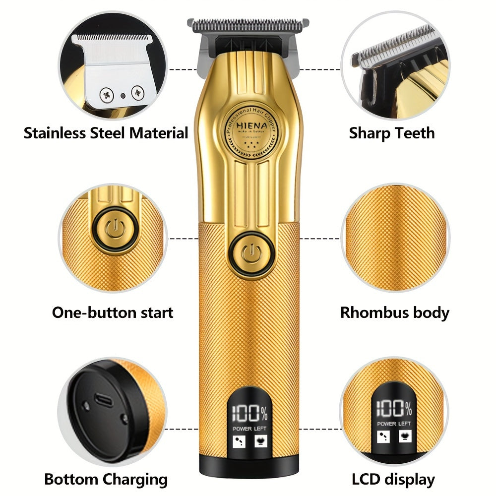 3pcs Men's Professional Hairdresser - T-Shaped Blade Trimmer With USB Charging