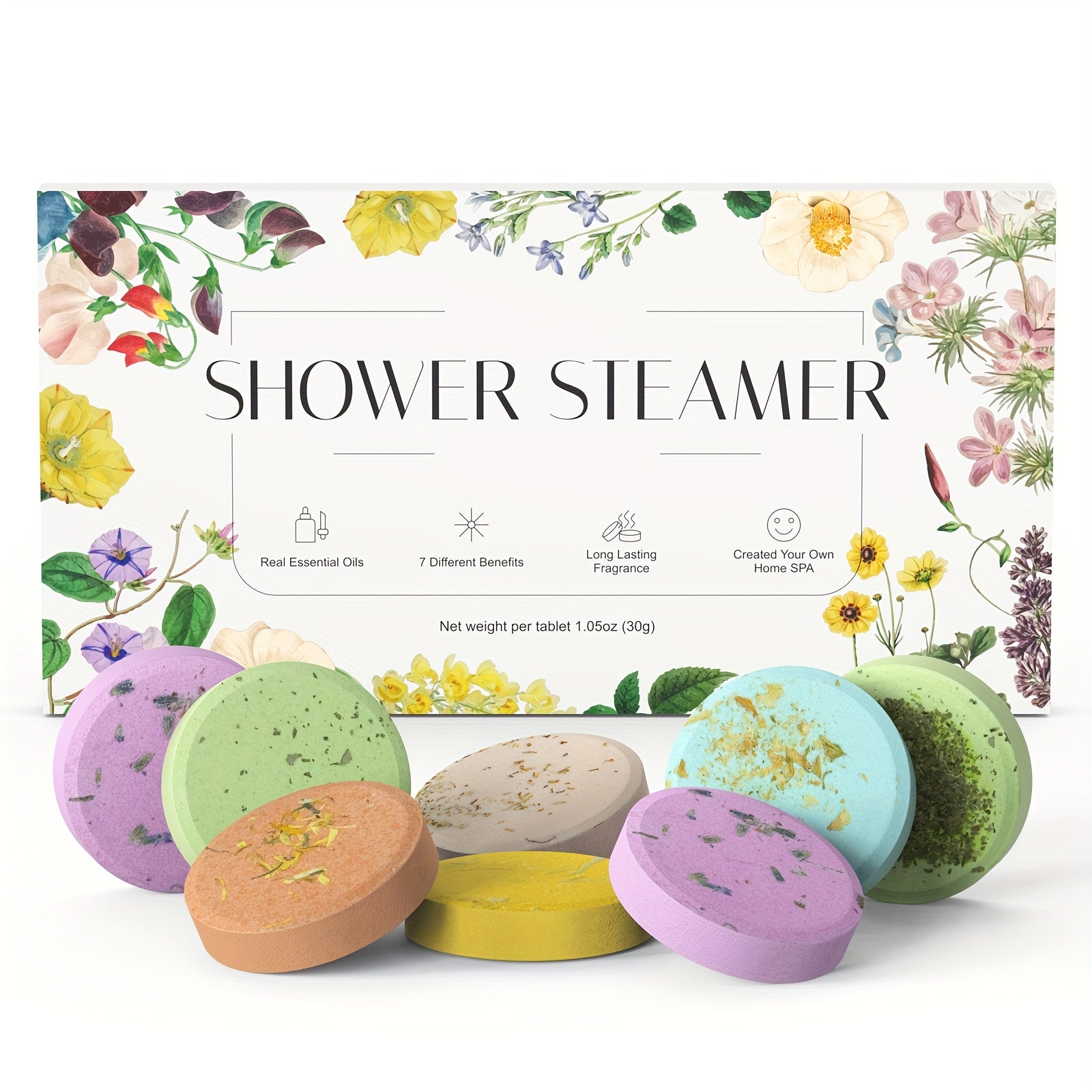6/8pcs Of Essential Oil Shower Steamers, Eucalyptus, Lavender, Jasmine, Camellia, Mint, Citrus, Grapefruit