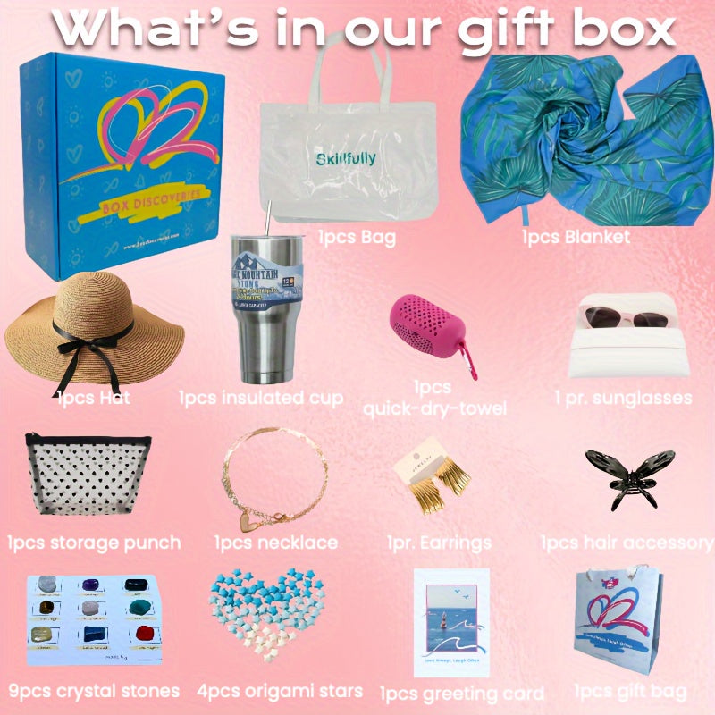 14-Piece Gift Basket for Women: Cozy Blanket, Self-Care Essentials and More