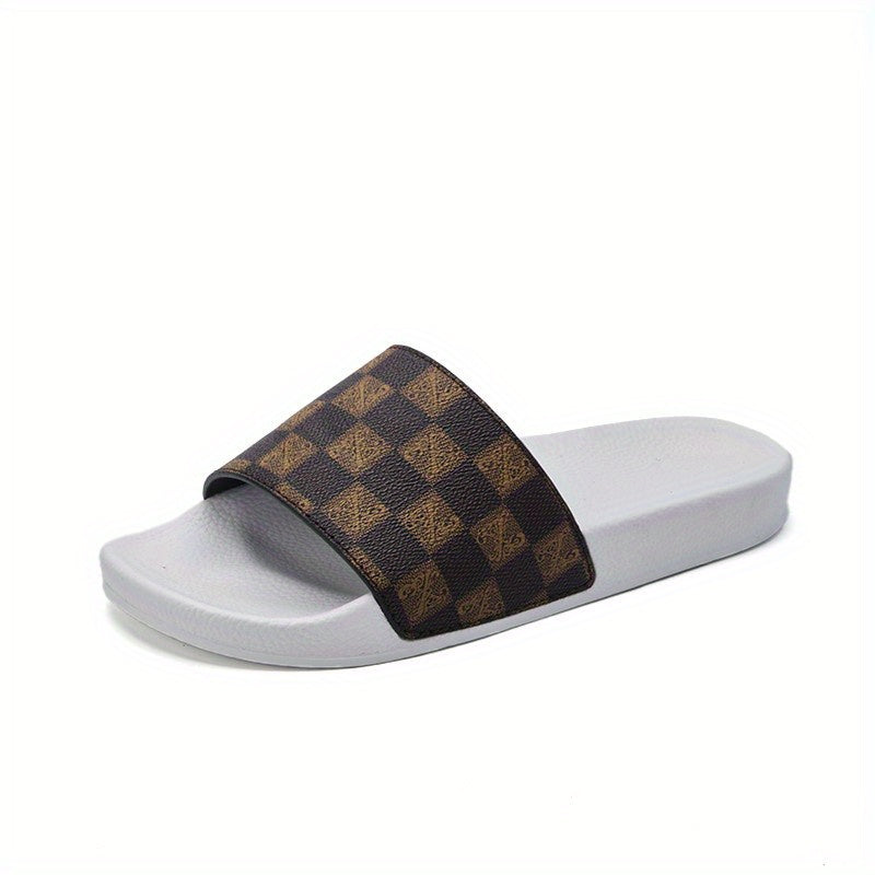 Men's Checkered Design Slides