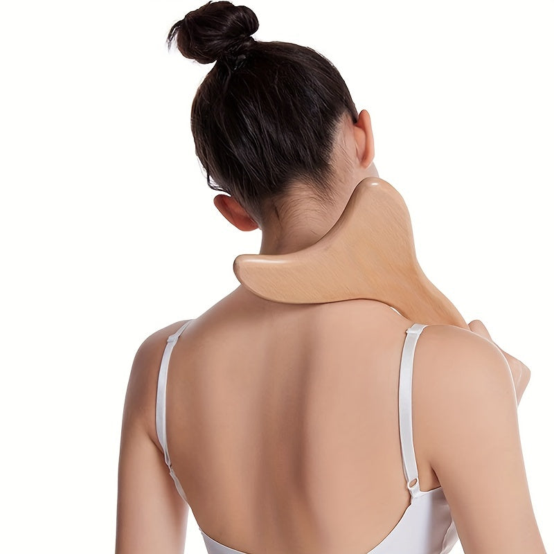 1pc Ergonomic Fish Tail Shaped Wooden Massage Tool