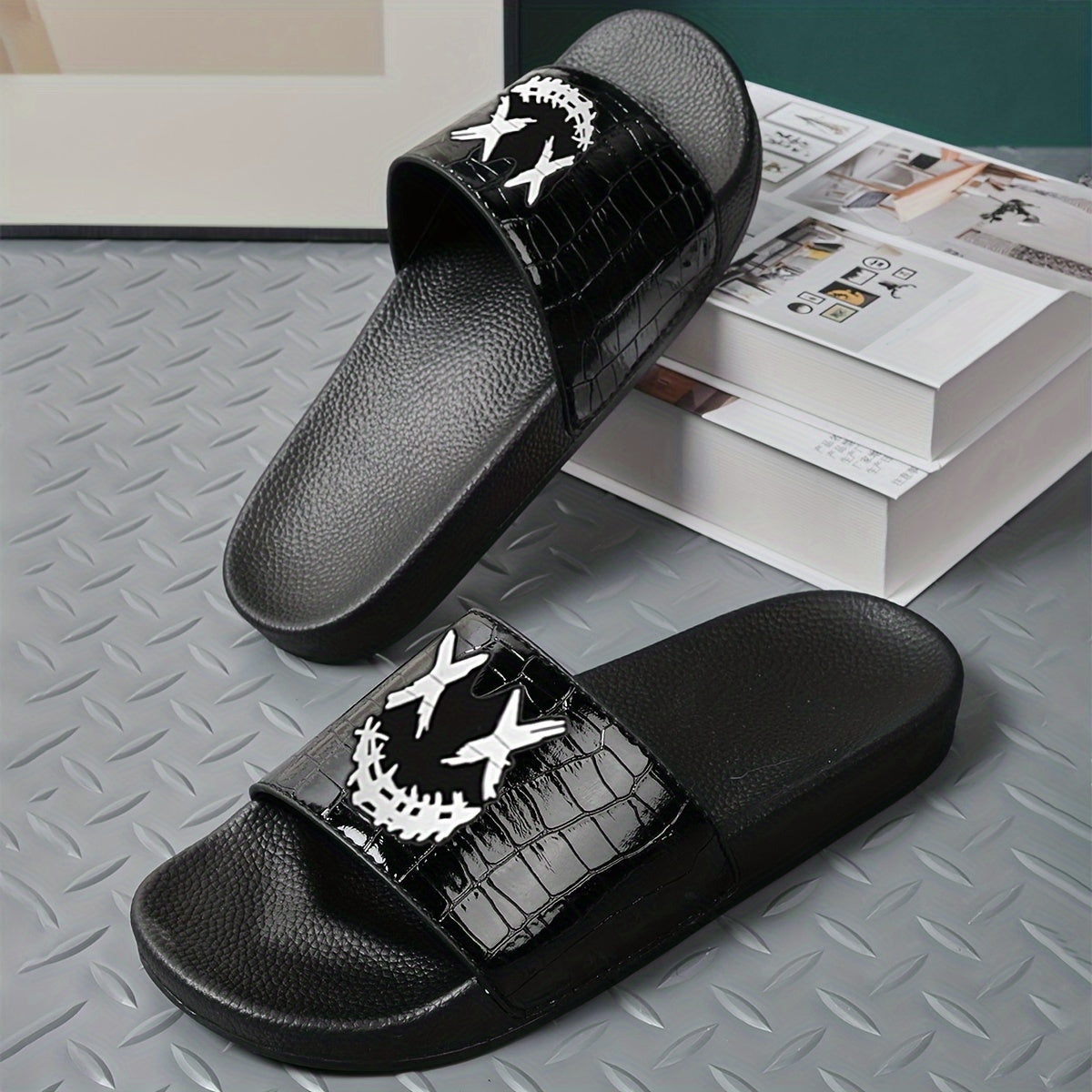 Men's Checkered Design Slides