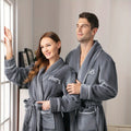 2Pcs His and Hers Robes Plush Fleece Kimono Robes