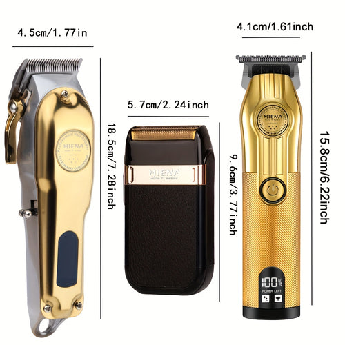 3pcs Men's Professional Hairdresser - T-Shaped Blade Trimmer With USB Charging