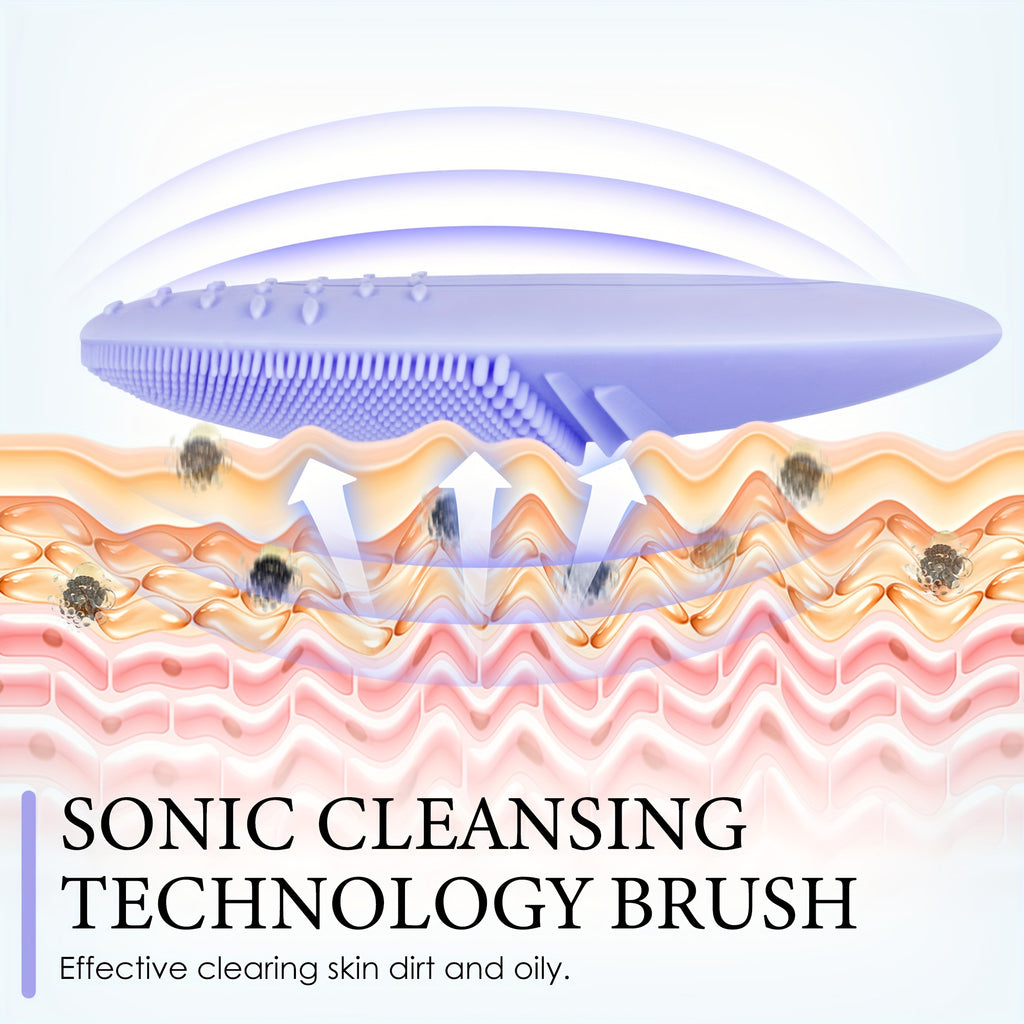 Facial Cleansing Brush, Skin care, Waterproof Face Brush for Deep Cleansing Violet