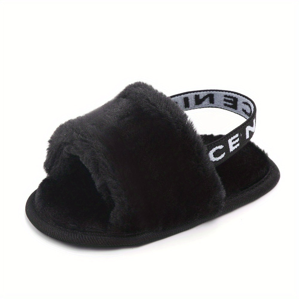 Elegant Plush Children's Slippers for 0-1 Year Olds