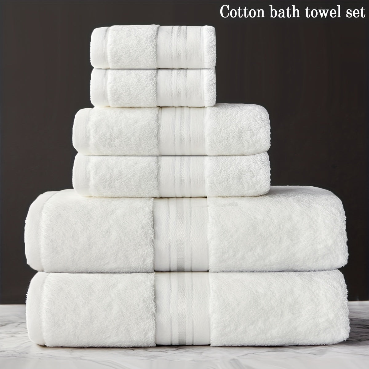 Set of 6 Bath Towels, Made from Pure Cotton