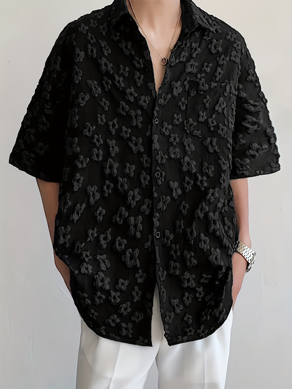 Men's Bohemian Floral Print Casual Shirt - Loose Fit