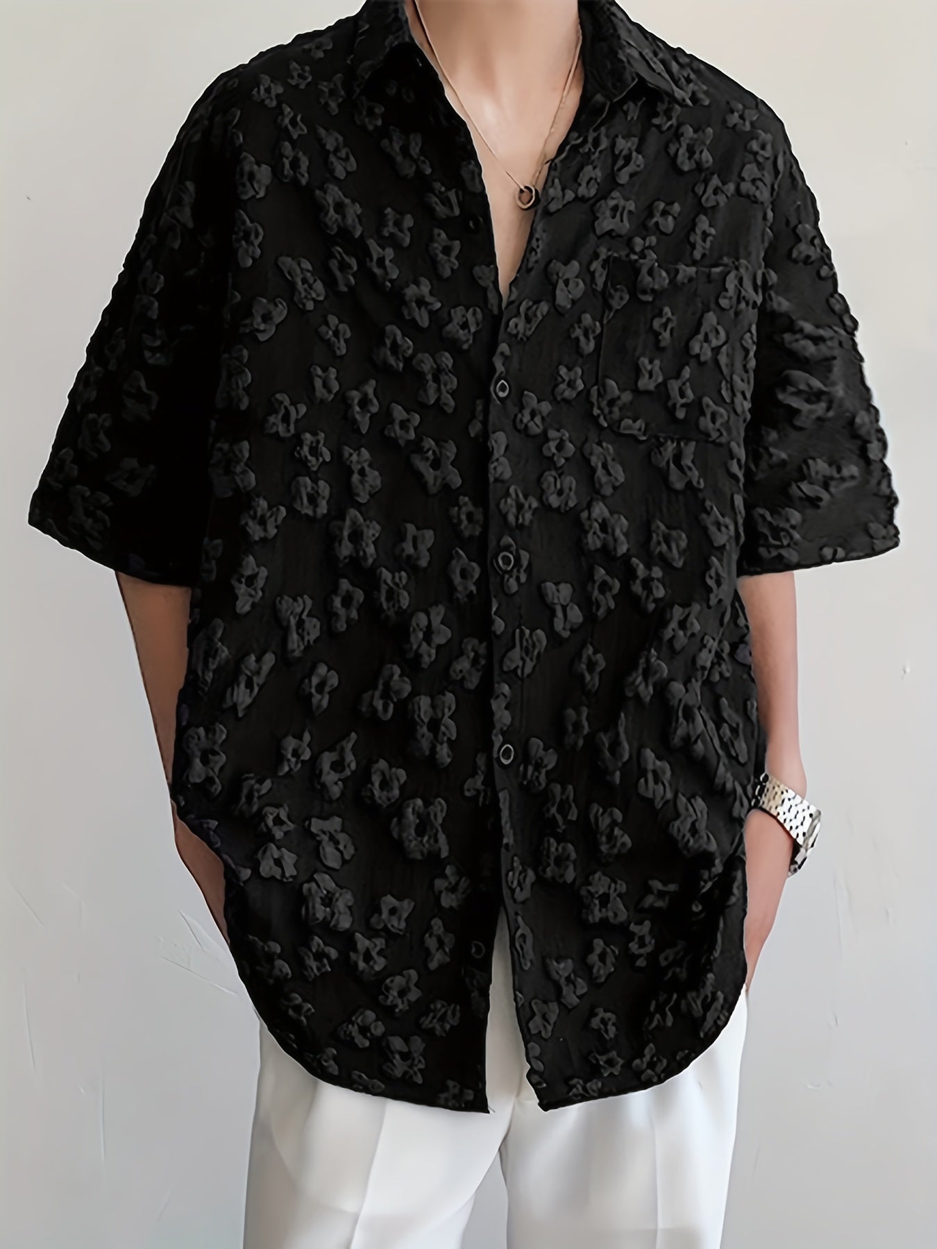 Men's Bohemian Floral Print Casual Shirt - Loose Fit