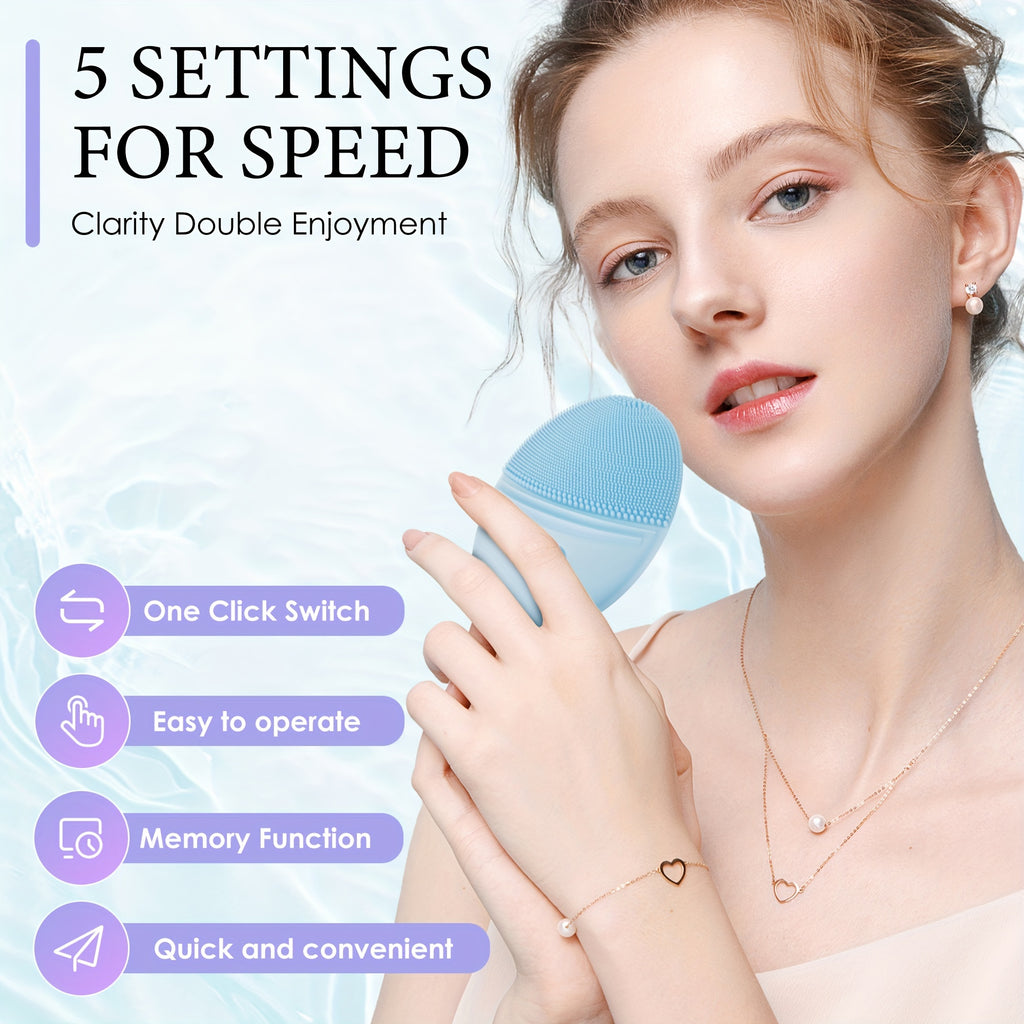 Facial Cleansing Brush, Skin care, Waterproof Face Brush for Deep Cleansing Blue