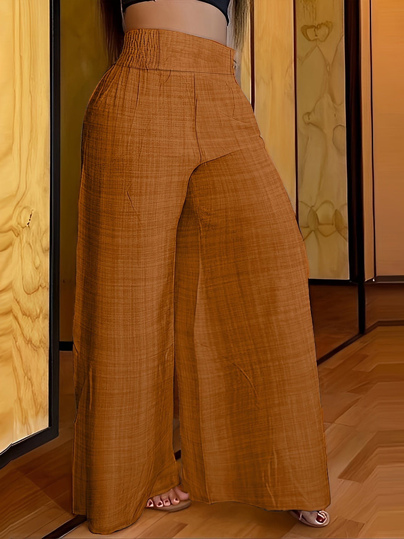 Elegant Solid Color Wide Leg Palazzo Pants