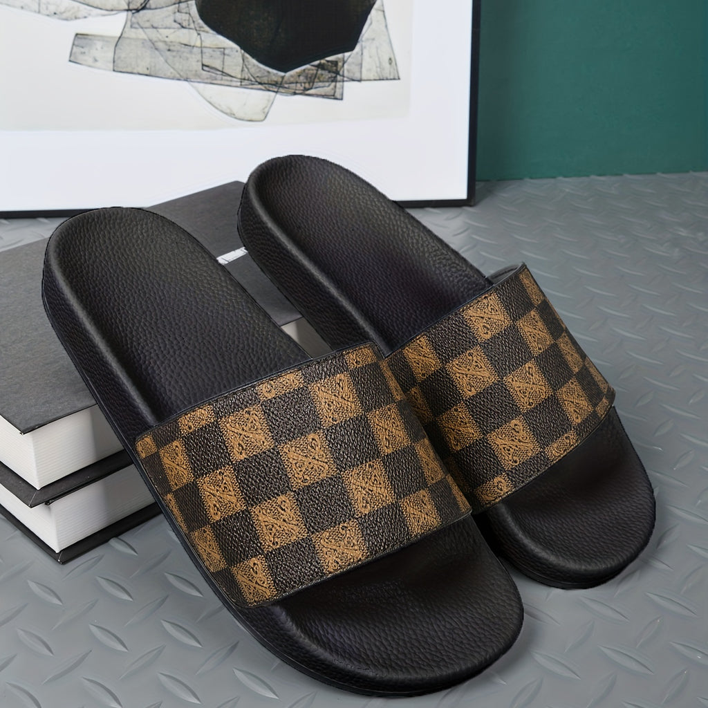 Men's Checkered Design Slides