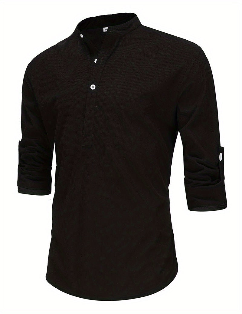 Vintage Plaid Men's Shirt for Spring/Fall: Durable, Casual Elegance with Comfort Fit