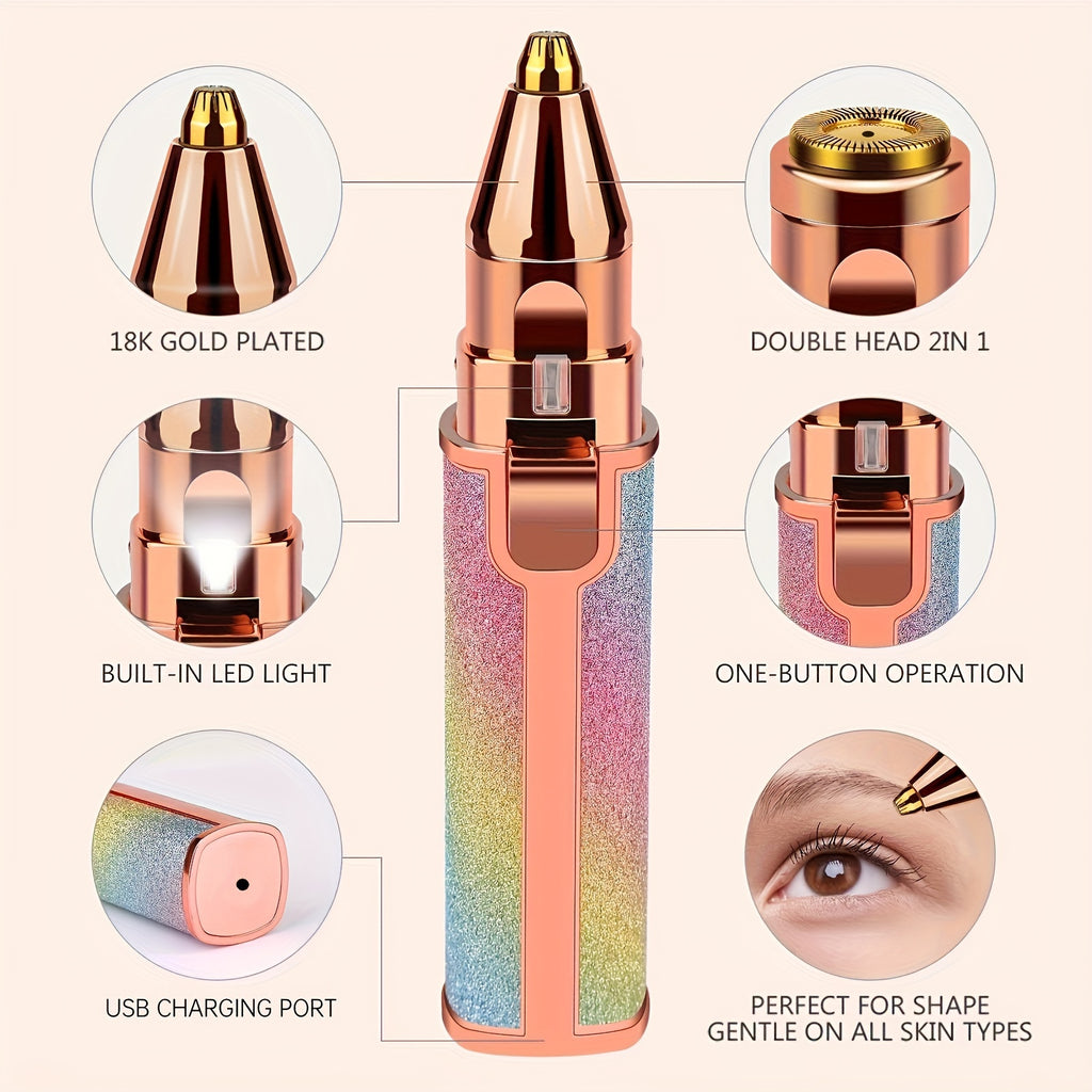 Facial Hair Removal For Women, 2-in-1 Electric Eyebrow Trimmer Hair Remover