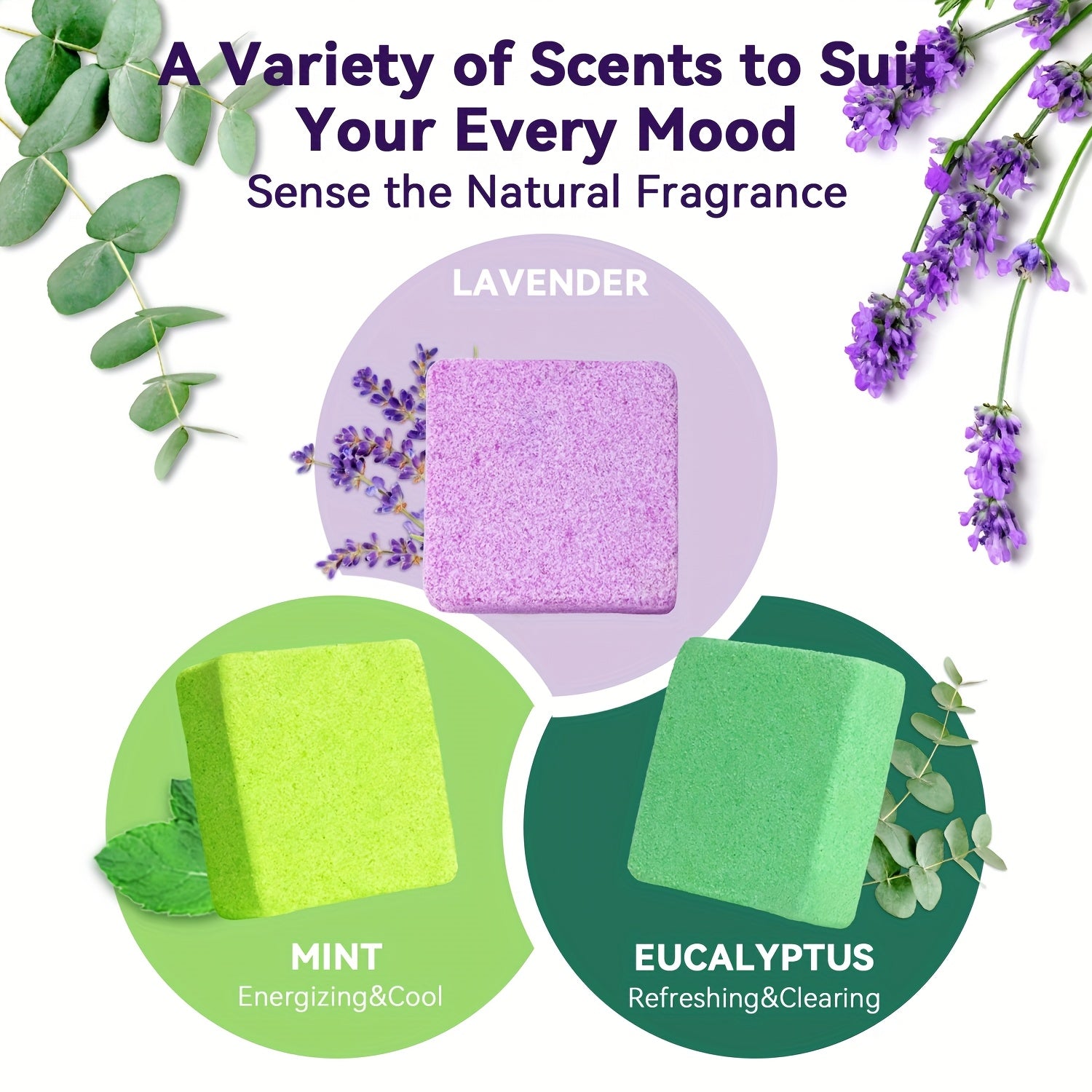 6/8pcs Of Essential Oil Shower Steamers, Eucalyptus, Lavender, Jasmine, Camellia, Mint, Citrus, Grapefruit