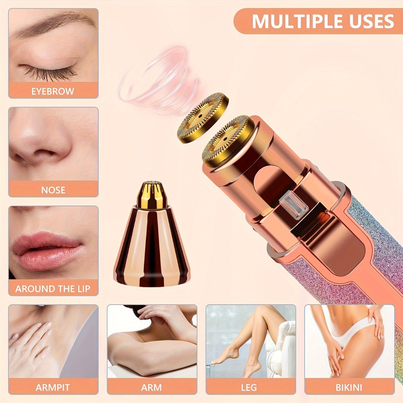 Facial Hair Removal For Women, 2-in-1 Electric Eyebrow Trimmer Hair Remover