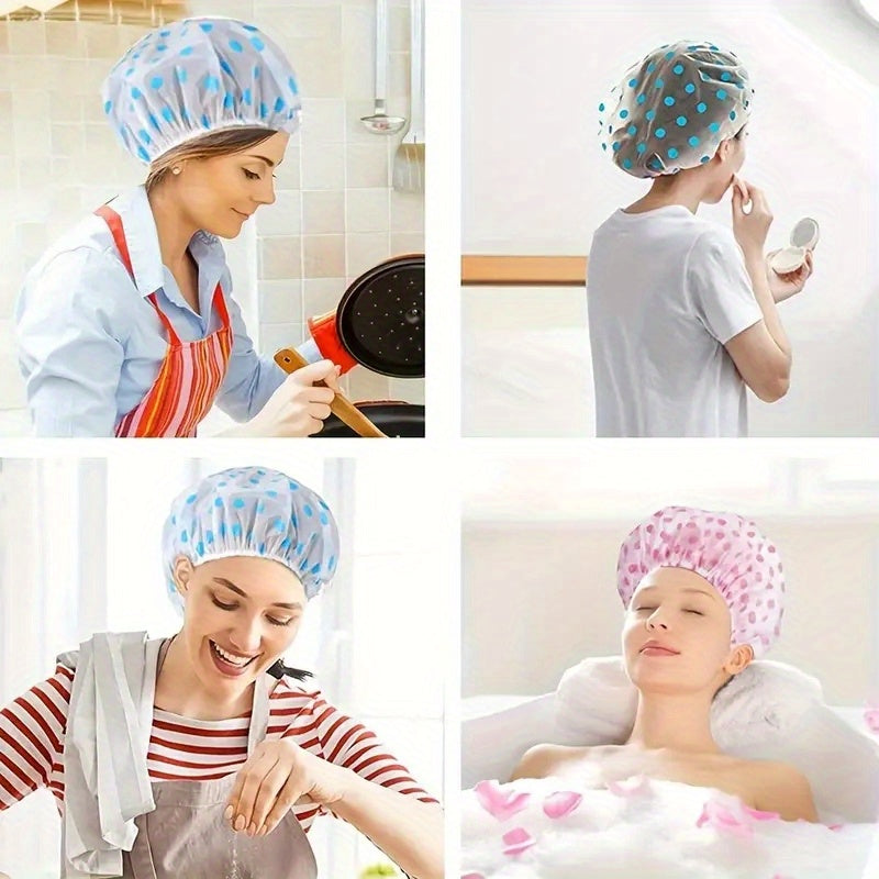 Buy 2 Get 1 Free, total of 3 pcs Adorable Polka Dot Printed Shower Caps