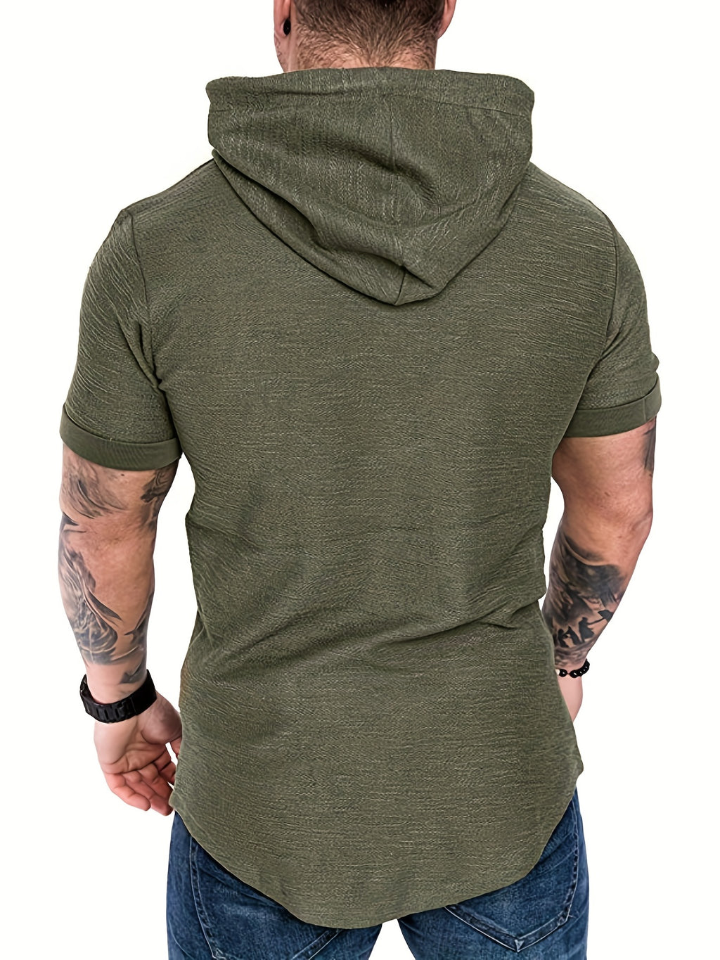 Comfort-Fit Men's Short Sleeve Hoodie - Breathable Knit T-shirt