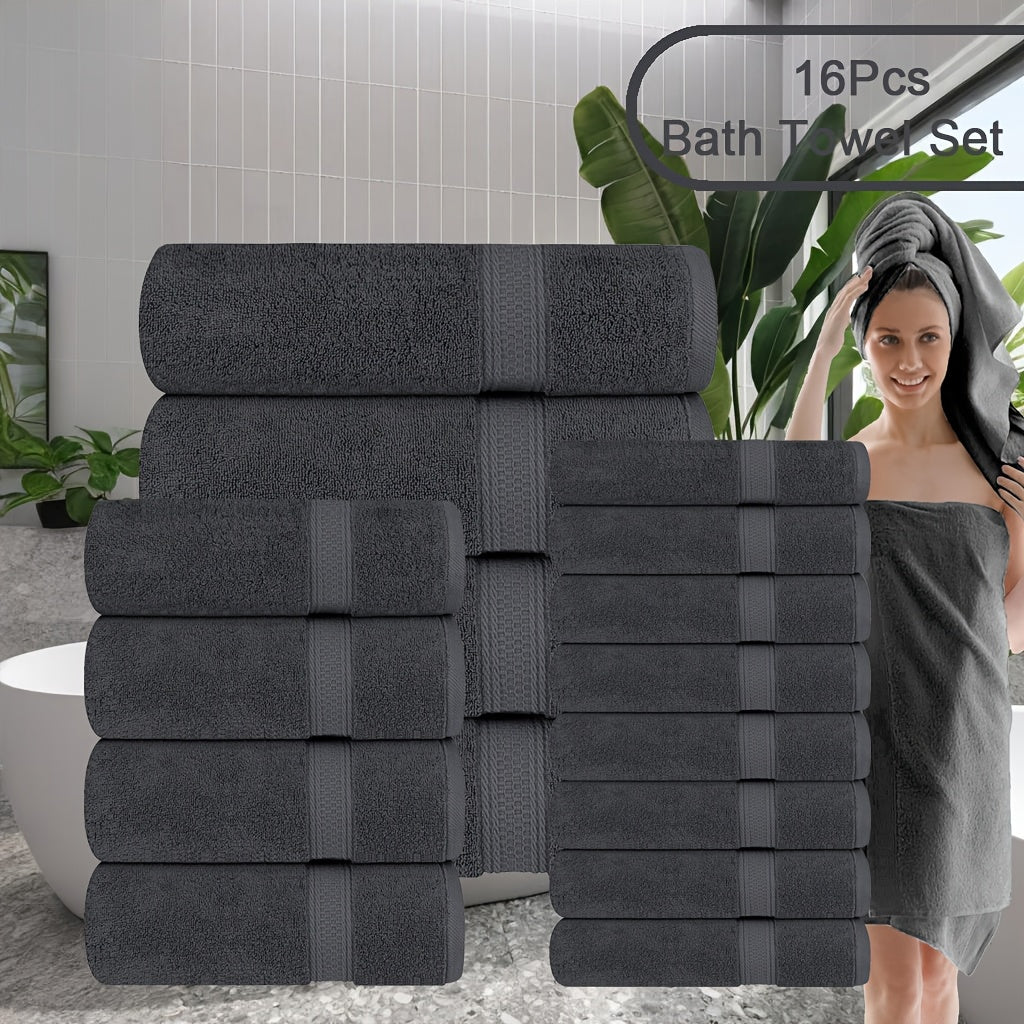 16pcs/8pcs Luxurious Soft Towel Set | 4 Bath Towels, 4 Hand Towels, 8 Washcloths