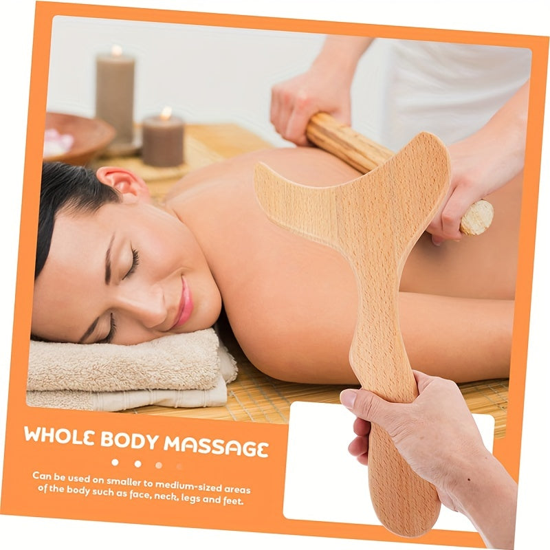 1pc Ergonomic Fish Tail Shaped Wooden Massage Tool