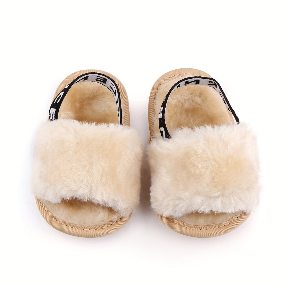 Elegant Plush Children's Slippers for 0-1 Year Olds