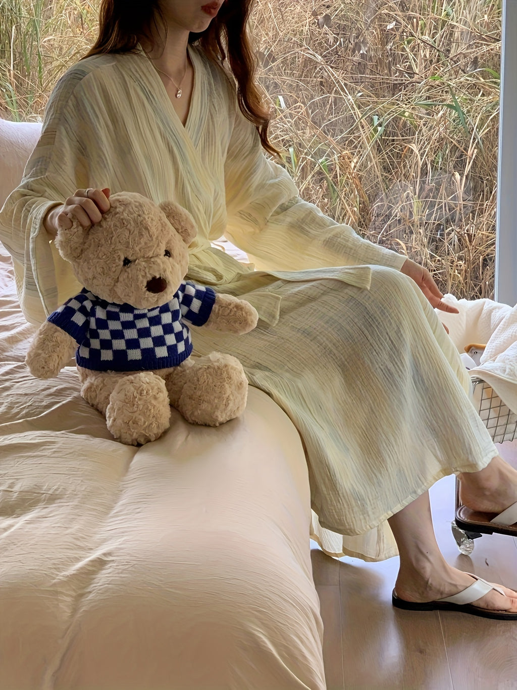 Elegant Ombre Stripe Print Night Robes