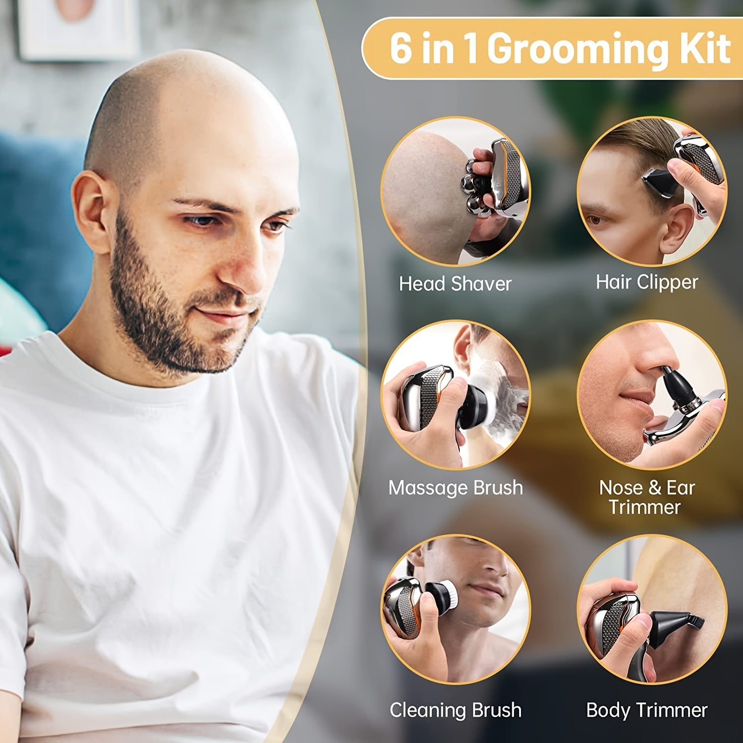 Men's Electronic Head Shaver Razor - Rechargeable Cordless Hair Shaving Razor