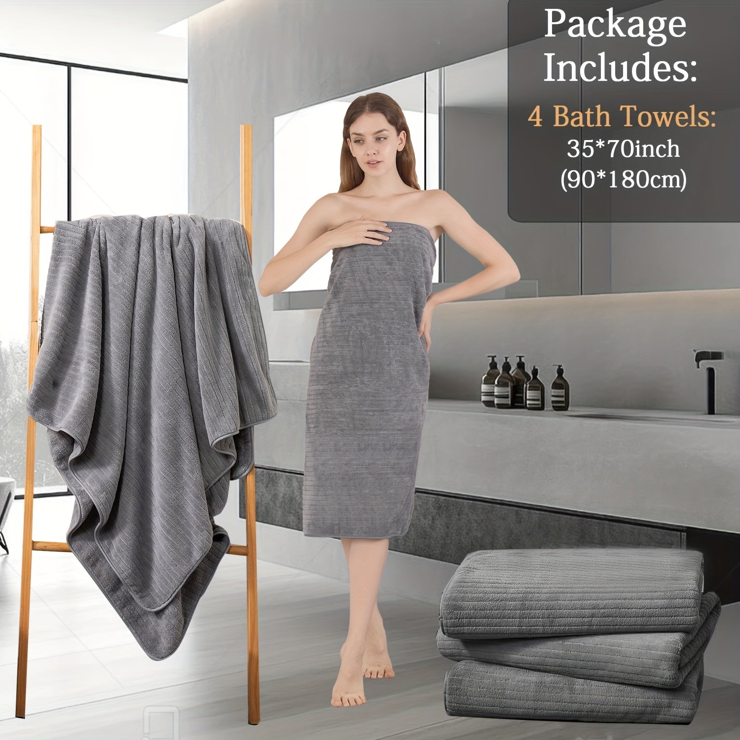 4 Pack Oversized Bath Towels Set