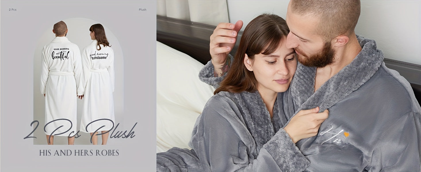 Buy 1 Get 1 Free, total of 2 Pcs Luxurious His and Hers Plush kimono robes