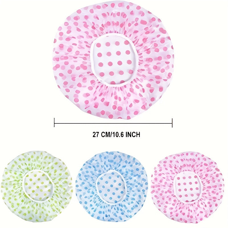 Buy 2 Get 1 Free, total of 3 pcs Adorable Polka Dot Printed Shower Caps