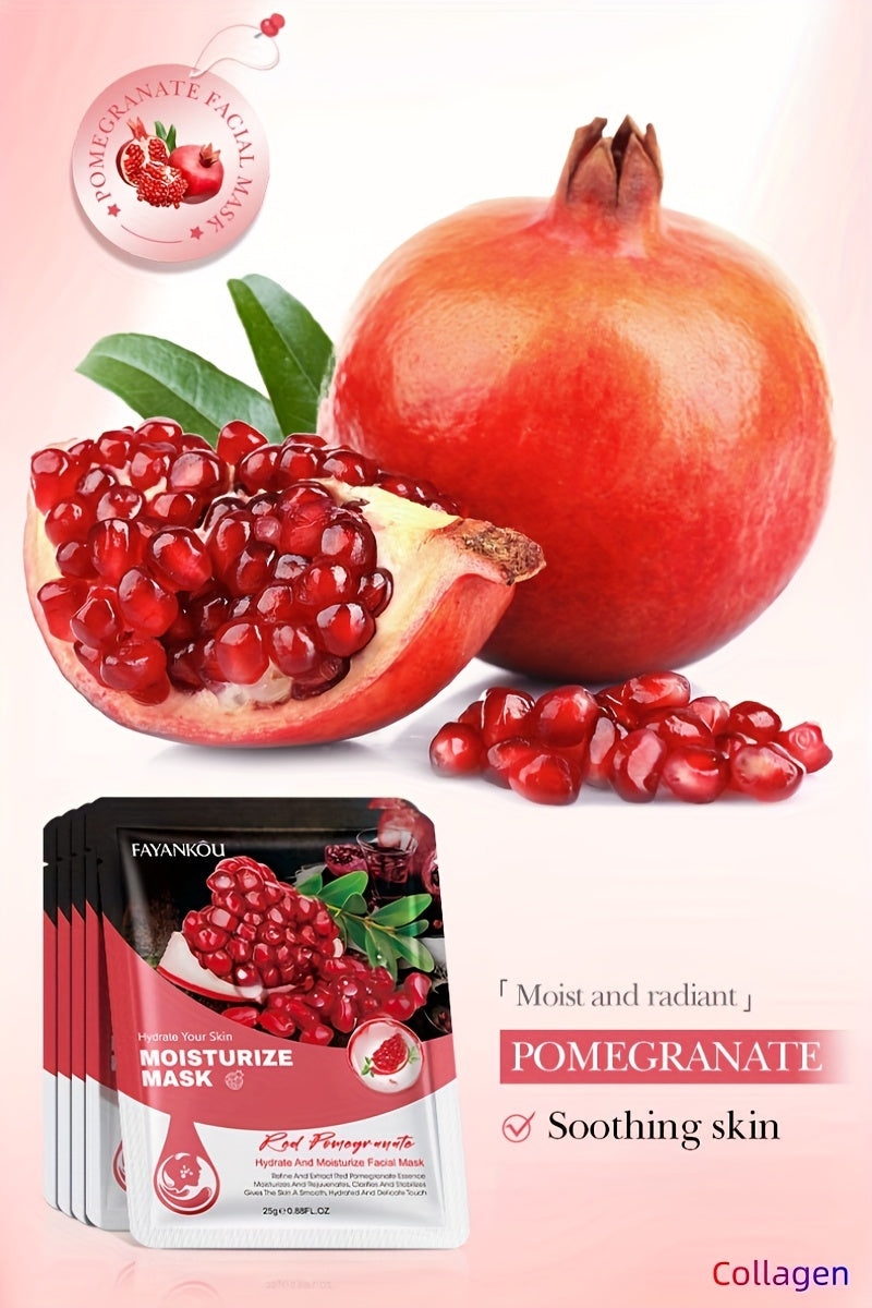 3-6pcs, pomegranate moisturizing and nourishing facial mask
