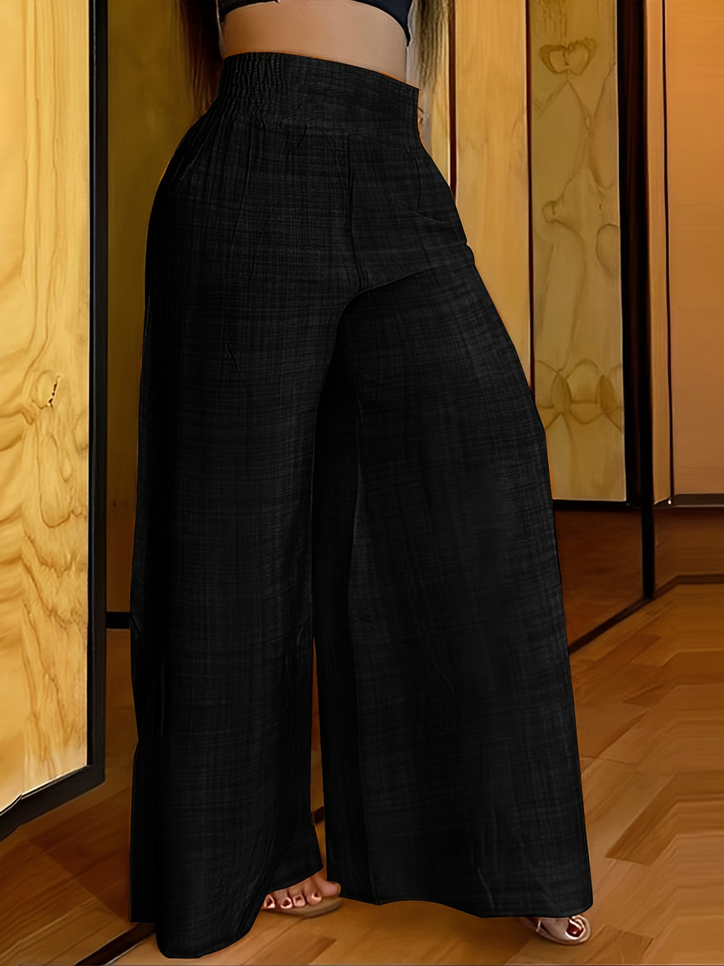 Elegant Solid Color Wide Leg Palazzo Pants