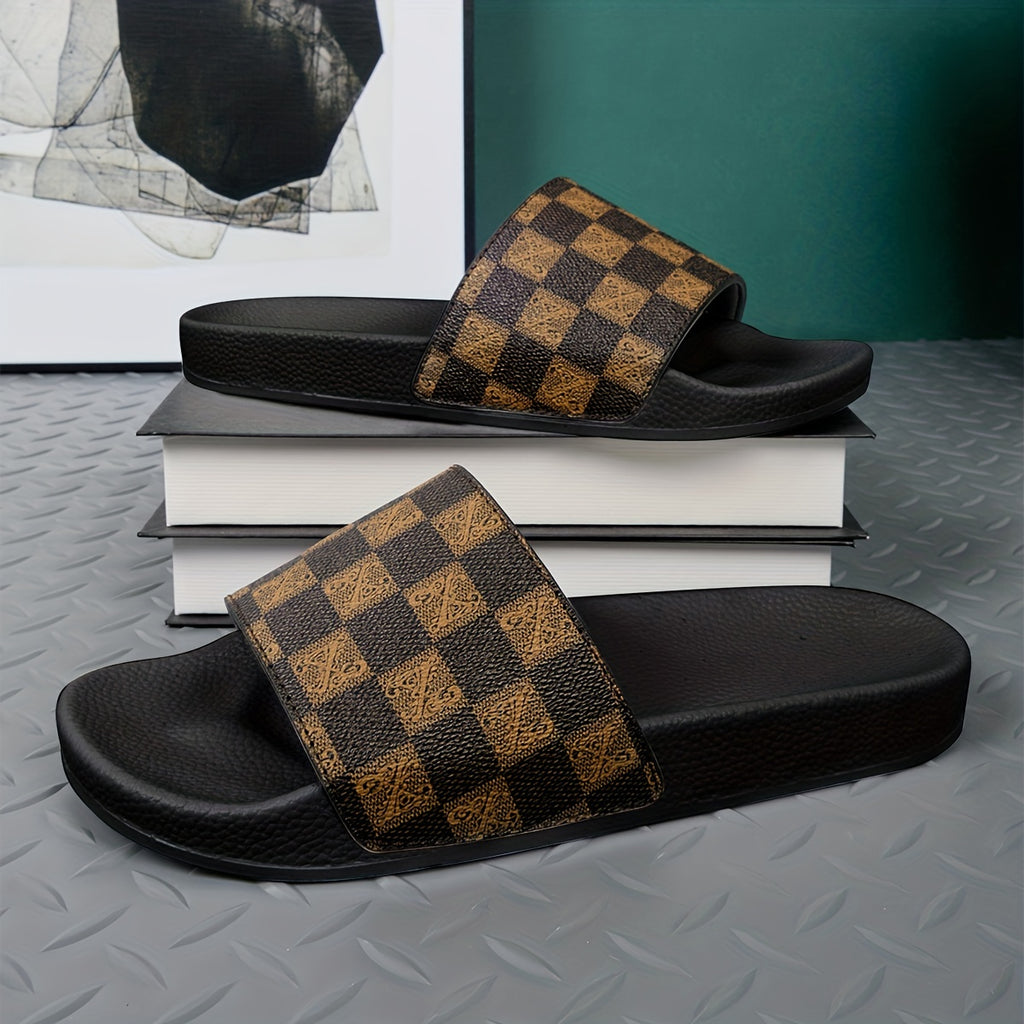 Men's Checkered Design Slides